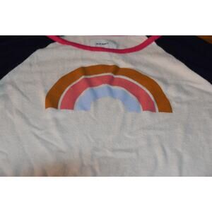Old Navy L/S Knit Raglan Top, Girl's Large 10/12, Rainbow Print, VGU
